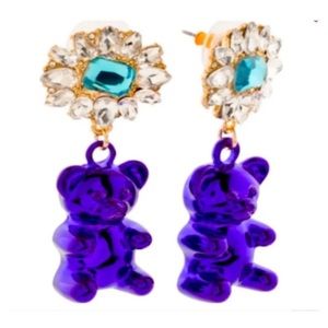 NWT  Betsey Johnson Purple Gummy Bear Gem Drop Earrings